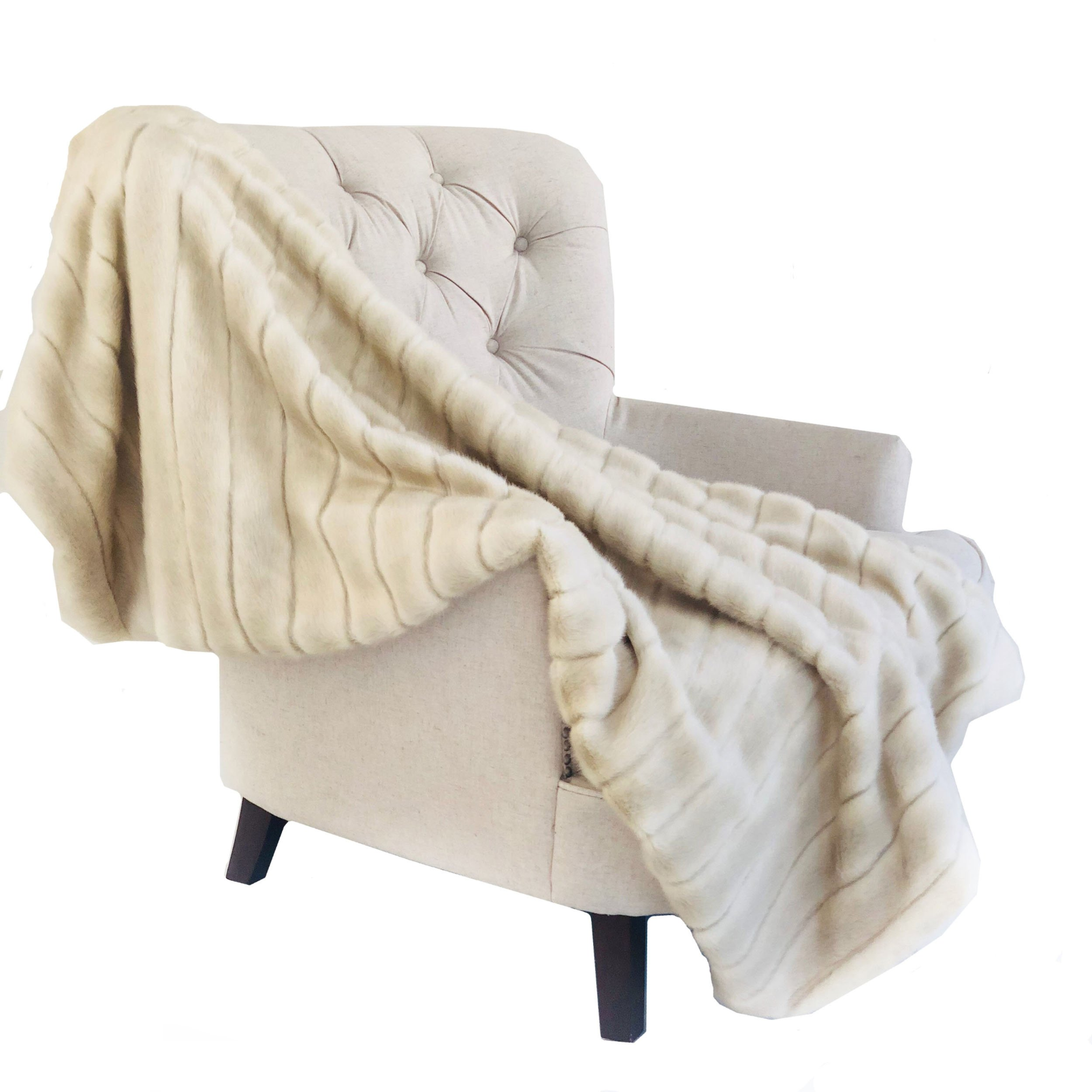 Ivory Bliss Ribbed Mink Faux Fur Luxury Throw
