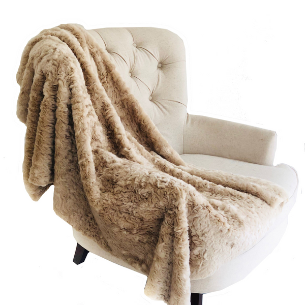 Royal Champagne Persian Chilla Faux Fur Handmade Luxury Throw