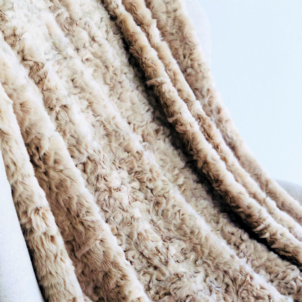 Royal Champagne Persian Chilla Faux Fur Handmade Luxury Throw
