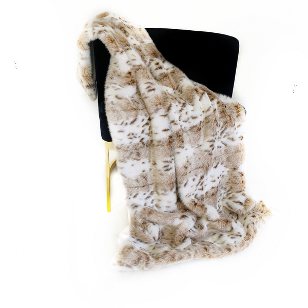 Opulence Safari Brown and Beige Leopard Faux Fur Luxury Throw Blanket