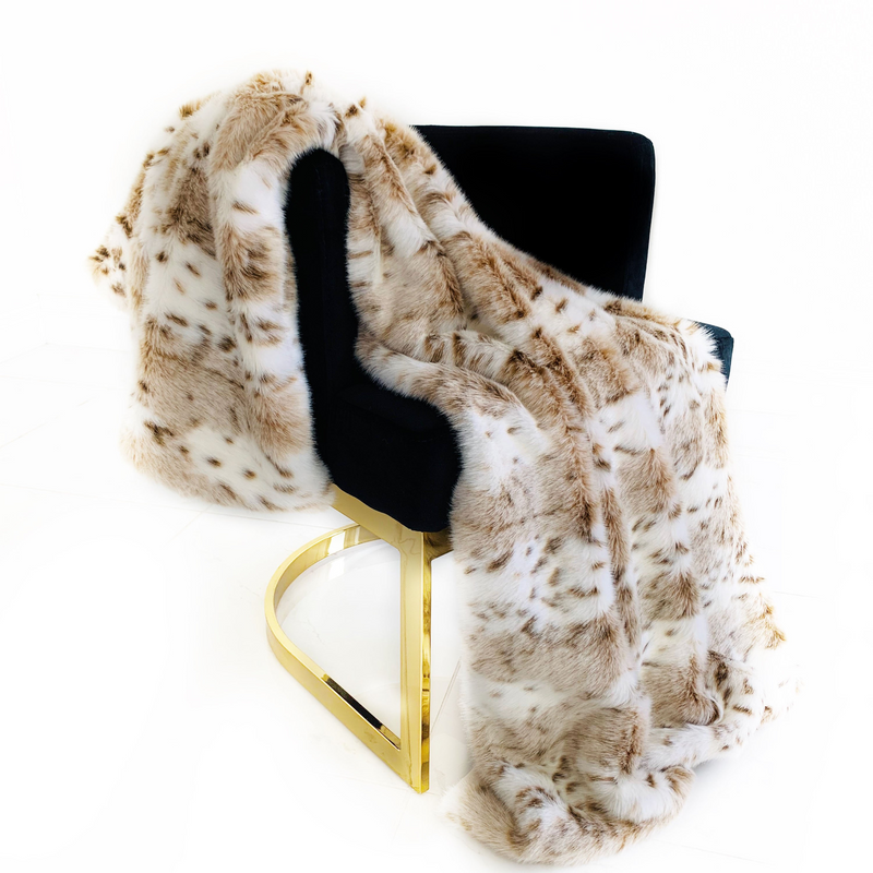 Opulence Safari Brown and Beige Leopard Faux Fur Luxury Throw Blanket