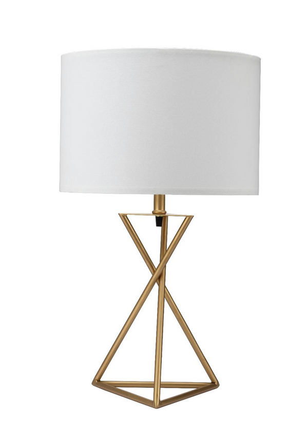 Golden Prism Glow Table Lamp with Chic White Shade