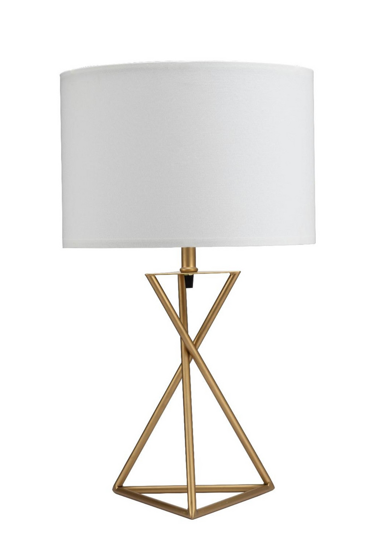 Golden Prism Glow Table Lamp with Chic White Shade