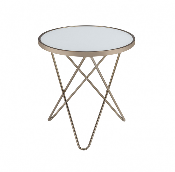 Frosted Glass and Champagne End Table