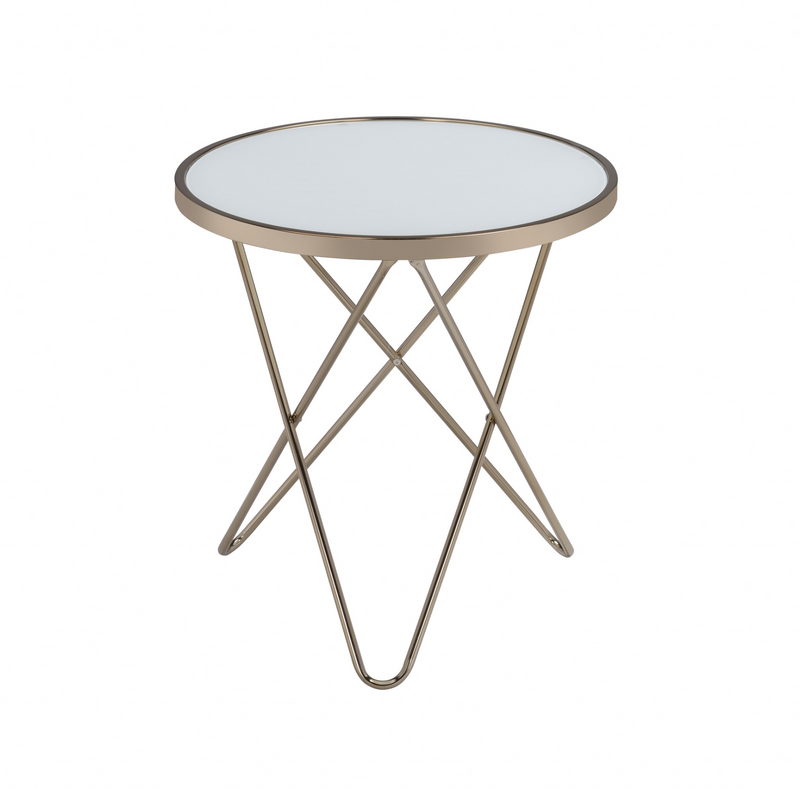 Frosted Glass and Champagne End Table