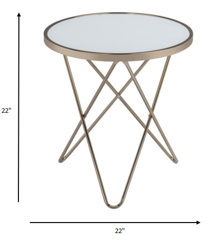 Frosted Glass and Champagne End Table