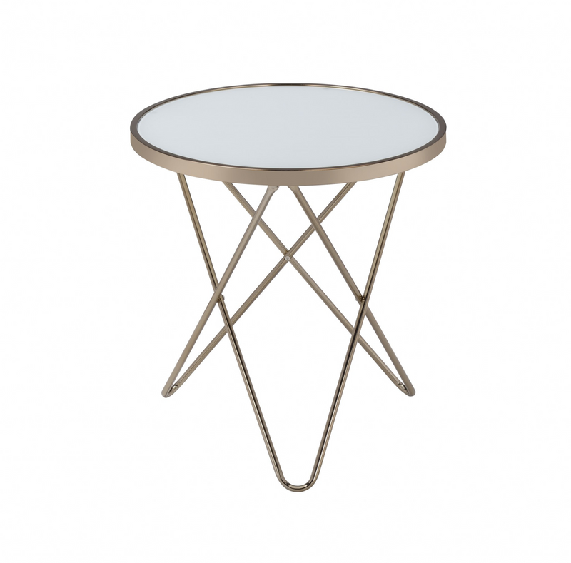 Frosted Glass and Champagne End Table