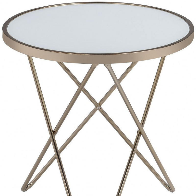 Frosted Glass and Champagne End Table