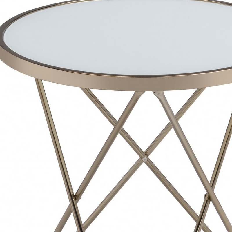 Frosted Glass and Champagne End Table