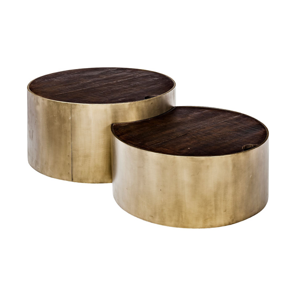 Round Wood Nesting Coffee Tables | S2 39.5" & 31.25"