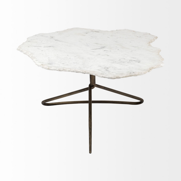 Gilded Harmony Irregular White Marble Coffee Table