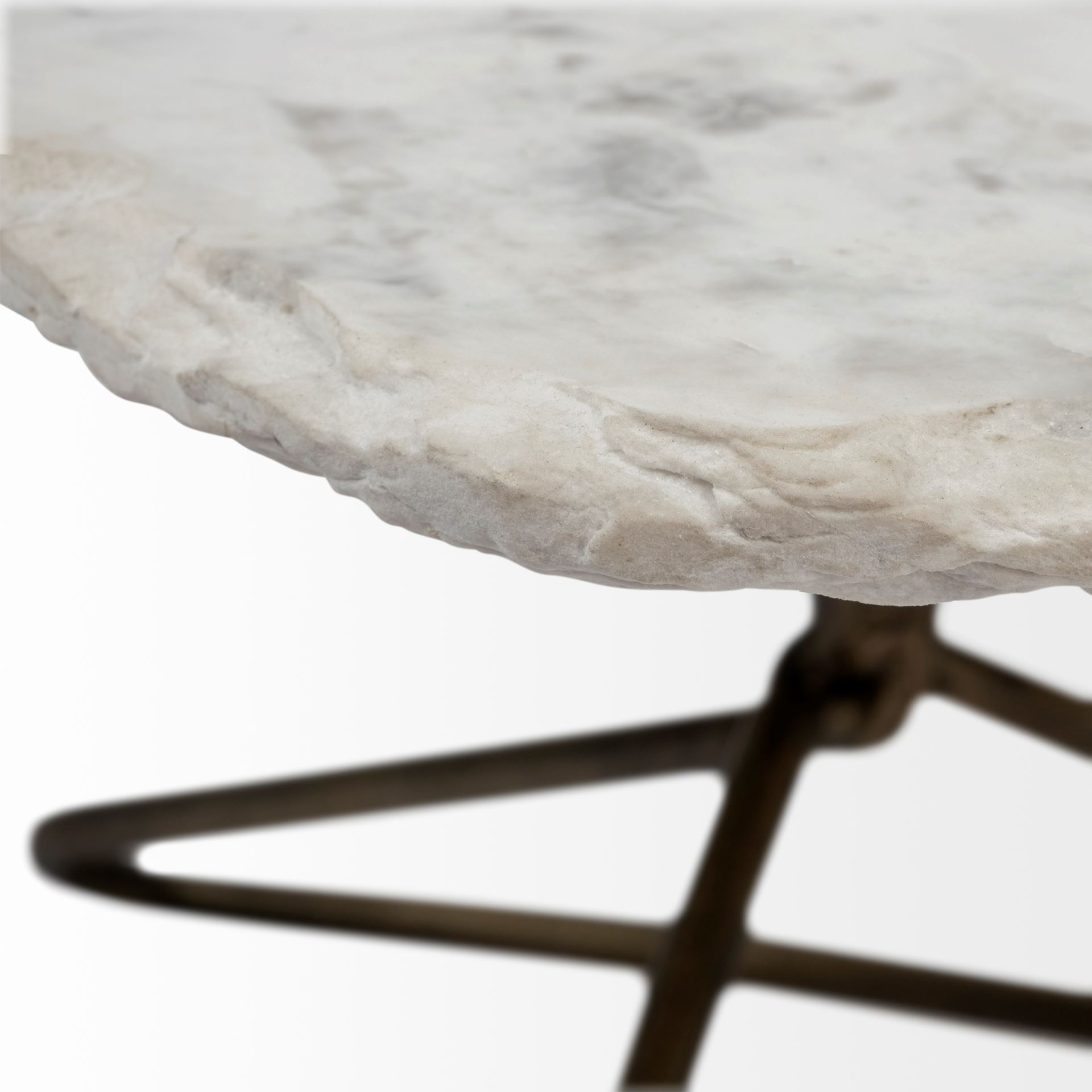 Gilded Harmony Irregular White Marble Coffee Table