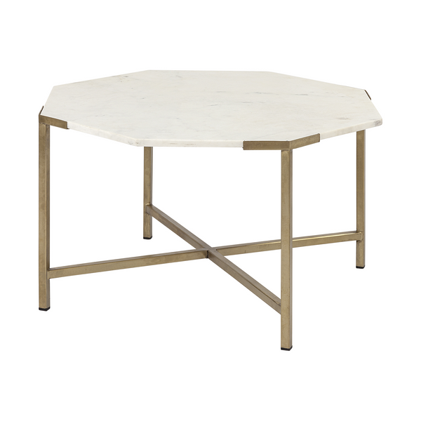 Opulent Hexagon White Marble Coffee Table