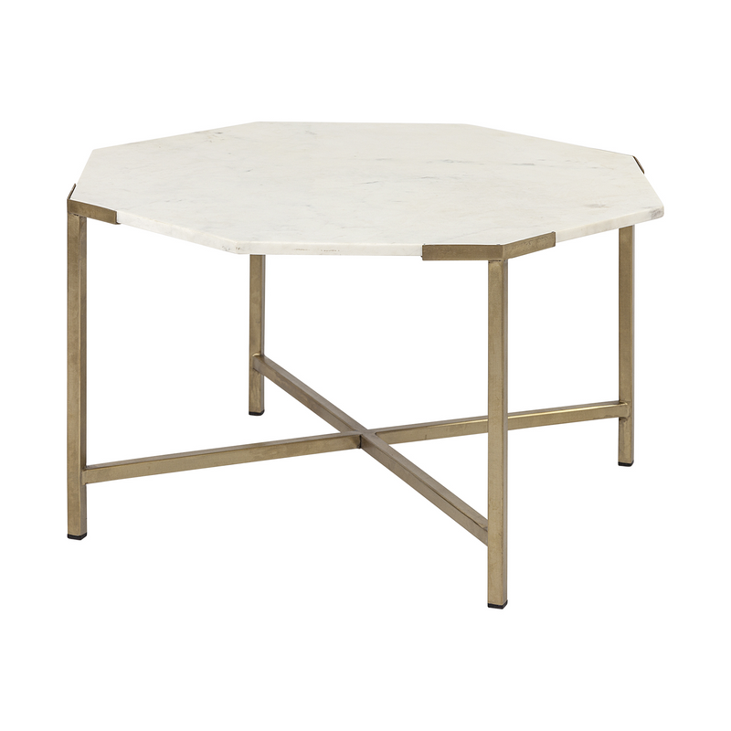 Opulent Hexagon White Marble Coffee Table