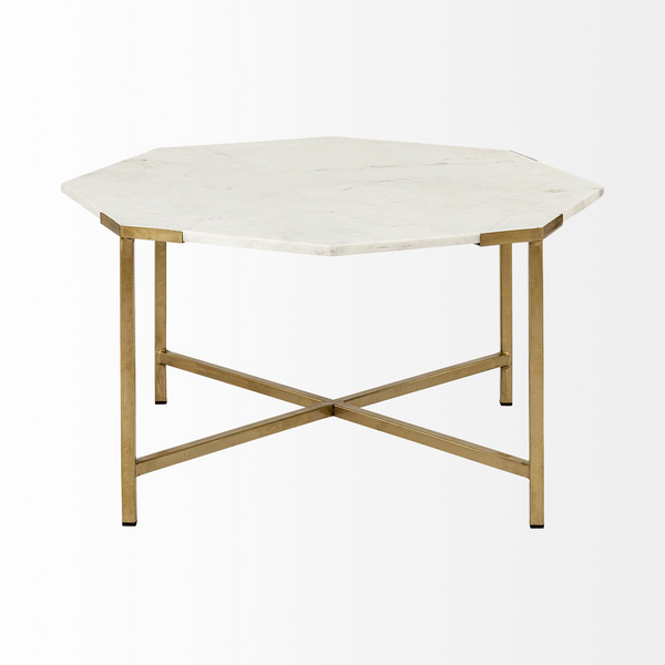 Opulent Hexagon White Marble Coffee Table