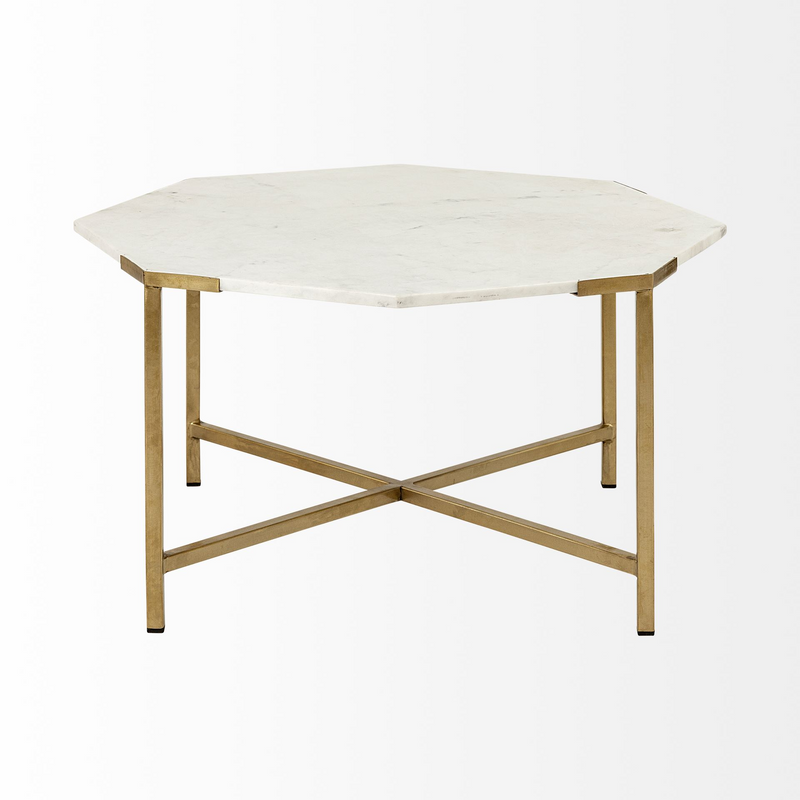 Opulent Hexagon White Marble Coffee Table