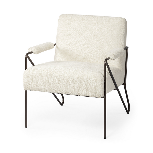 Cohen Off-White and Brown Cotton Blend Armchair