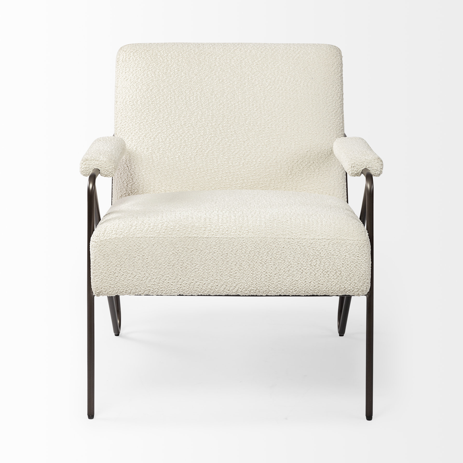 Cohen Off-White and Brown Cotton Blend Armchair
