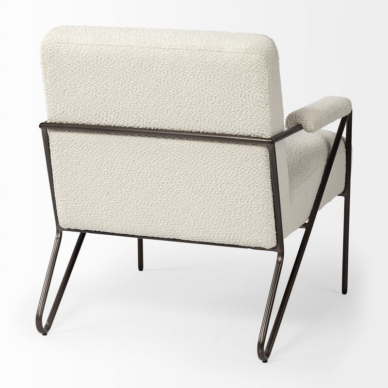 Cohen Off-White and Brown Cotton Blend Armchair