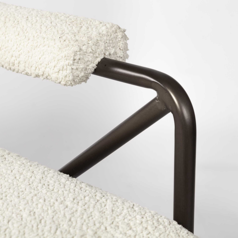 Cohen Off-White and Brown Cotton Blend Armchair