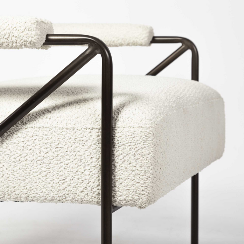 Cohen Off-White and Brown Cotton Blend Armchair
