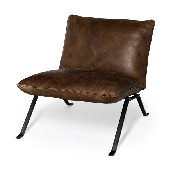 Baltimore Medium Brown Leather Cushion Seat Accent Chair
