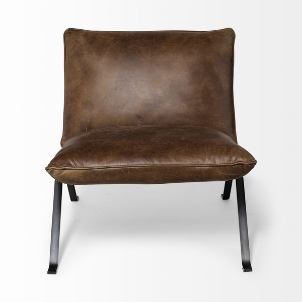 Baltimore Medium Brown Leather Cushion Seat Accent Chair