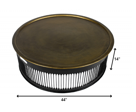 Round Black Drum Brass Coffee Table