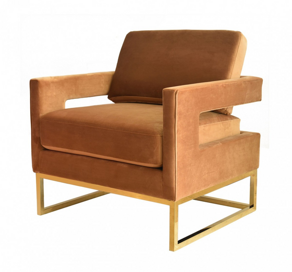 Nova Camel Velvet and Gold Steel Chair