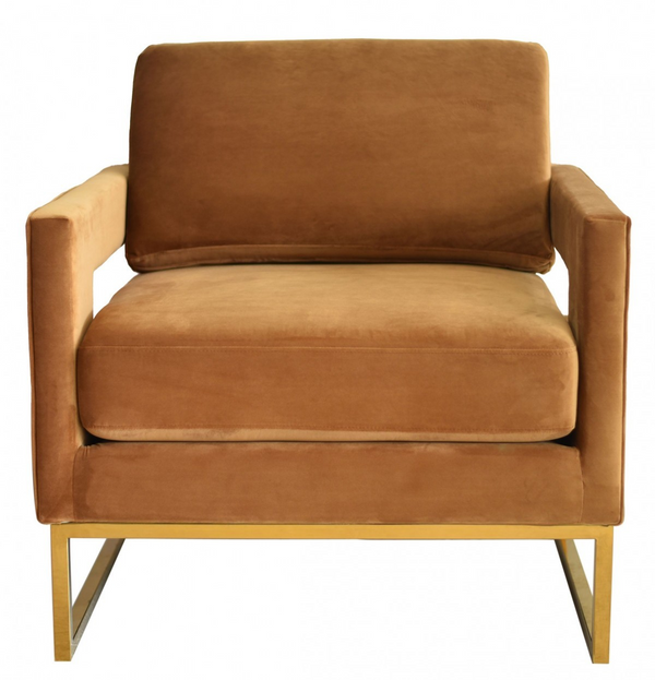 Nova Camel Velvet and Gold Steel Chair