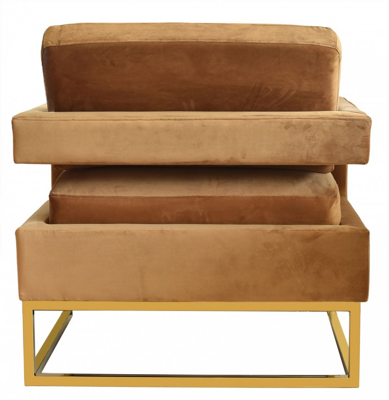 Nova Camel Velvet and Gold Steel Chair