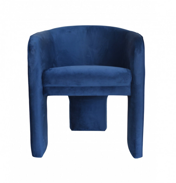 Harlow Contemporary Royal Blue Velvet Three-Legged Armchair