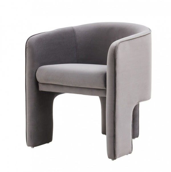 Harlow Contemporary Dark Gray Velvet Three-Legged Armchair