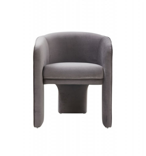 Harlow Contemporary Dark Gray Velvet Three-Legged Armchair