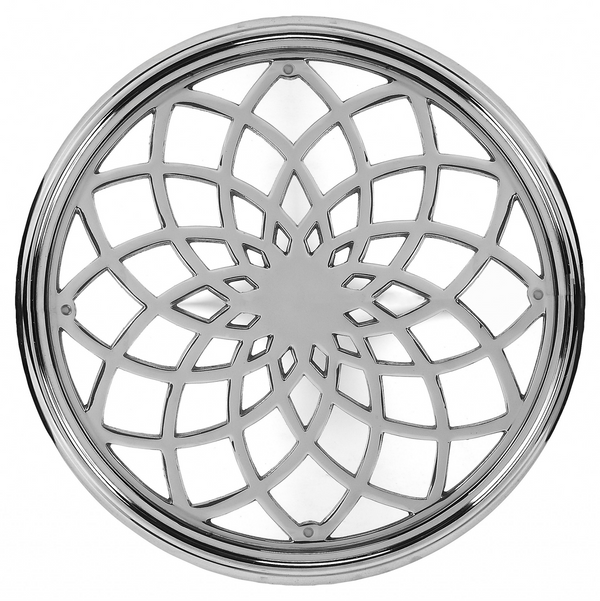 Silver Aluminum Open Lattice Round Top End Table