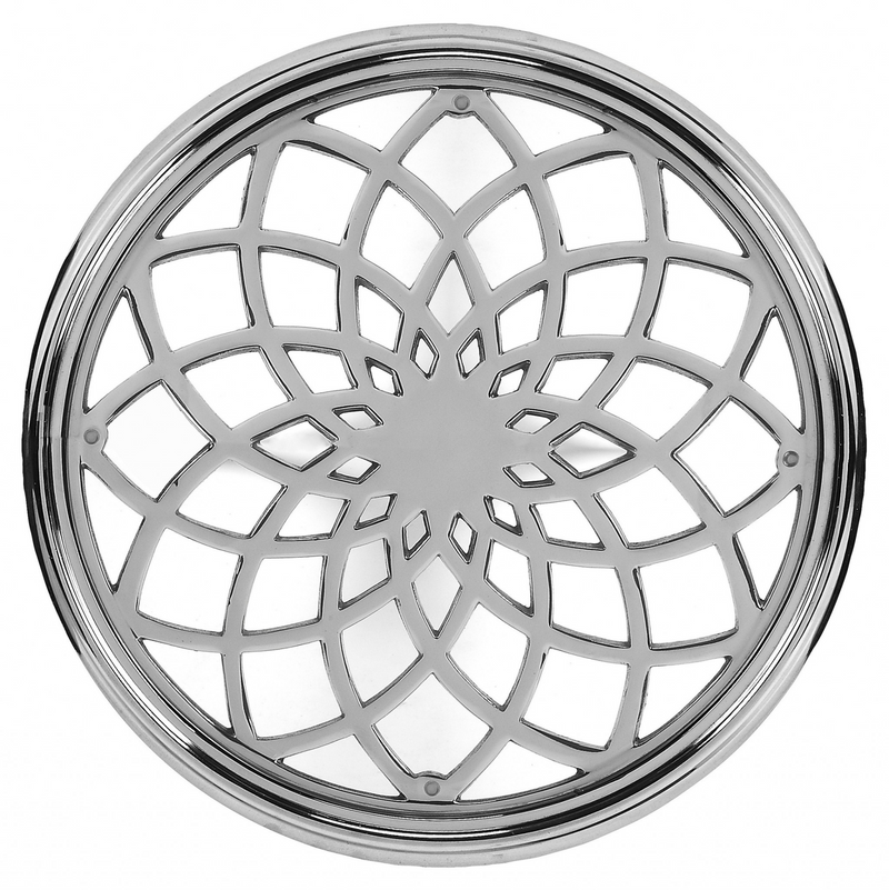 Silver Aluminum Open Lattice Round Top End Table