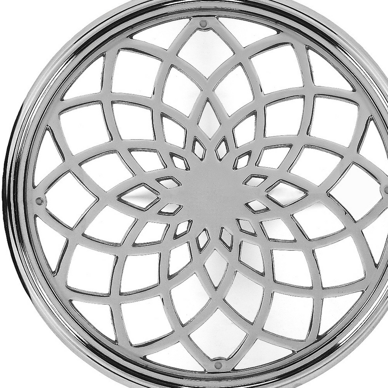 Silver Aluminum Open Lattice Round Top End Table