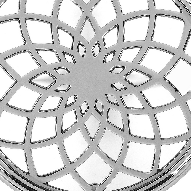 Silver Aluminum Open Lattice Round Top End Table