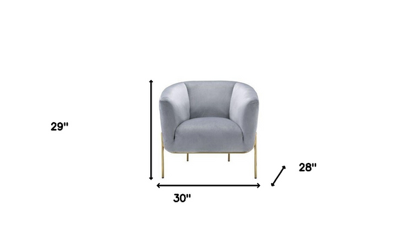 Cindy Gray Velvet and Gold Barrel Chair