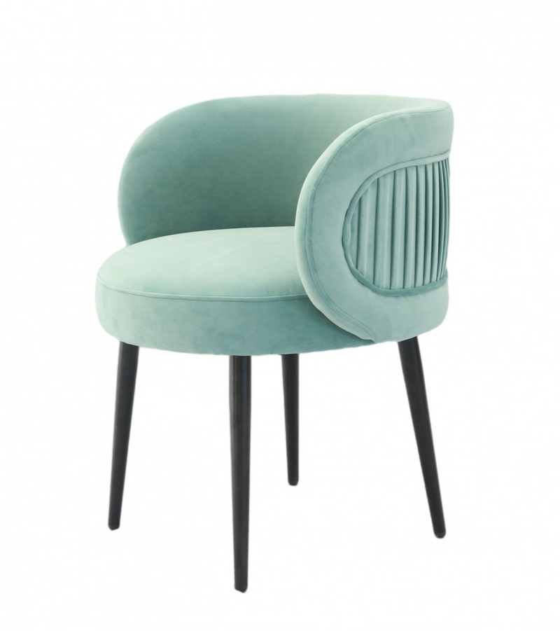 Blakely Teal Elegance Velvet Accent Chair with Black Metal Legs