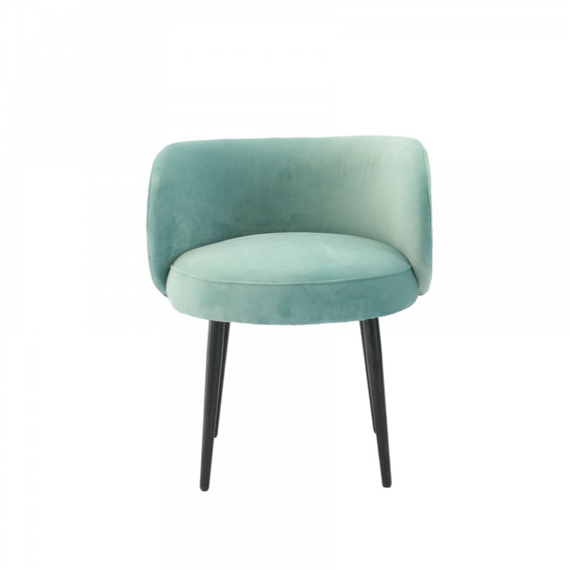 Blakely Teal Elegance Velvet Accent Chair with Black Metal Legs