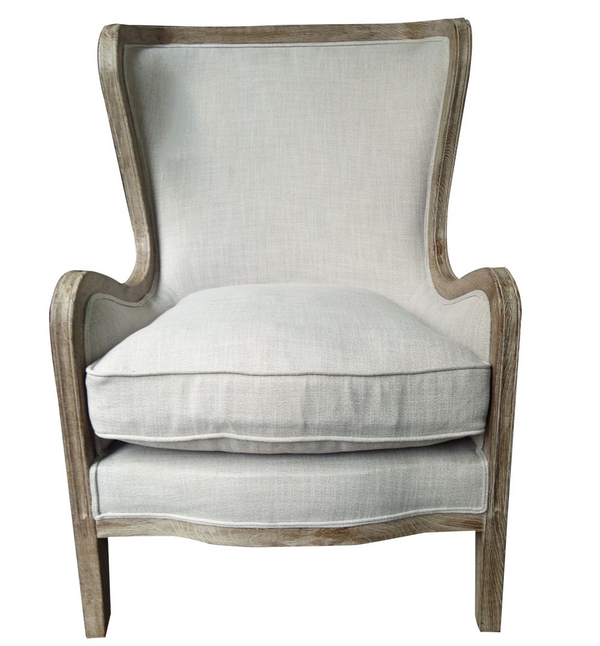 Dove Ivory Taupe Linen Lounge Chair