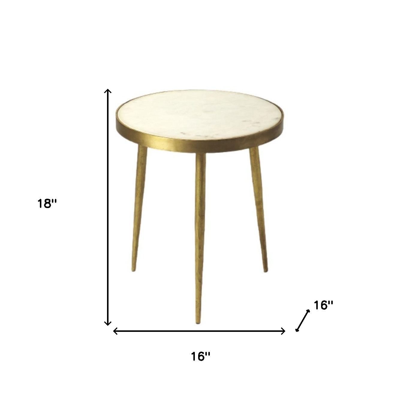 Gold And White Marble Round End Table