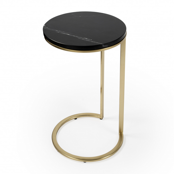 Rema Black Marble Round End Table