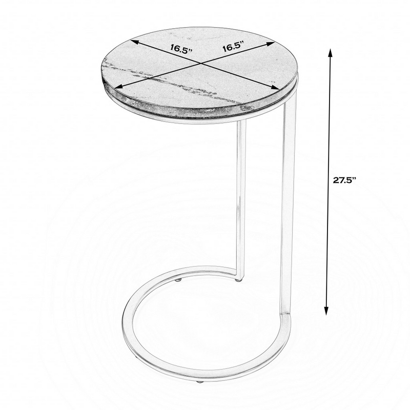 Rema Black Marble Round End Table