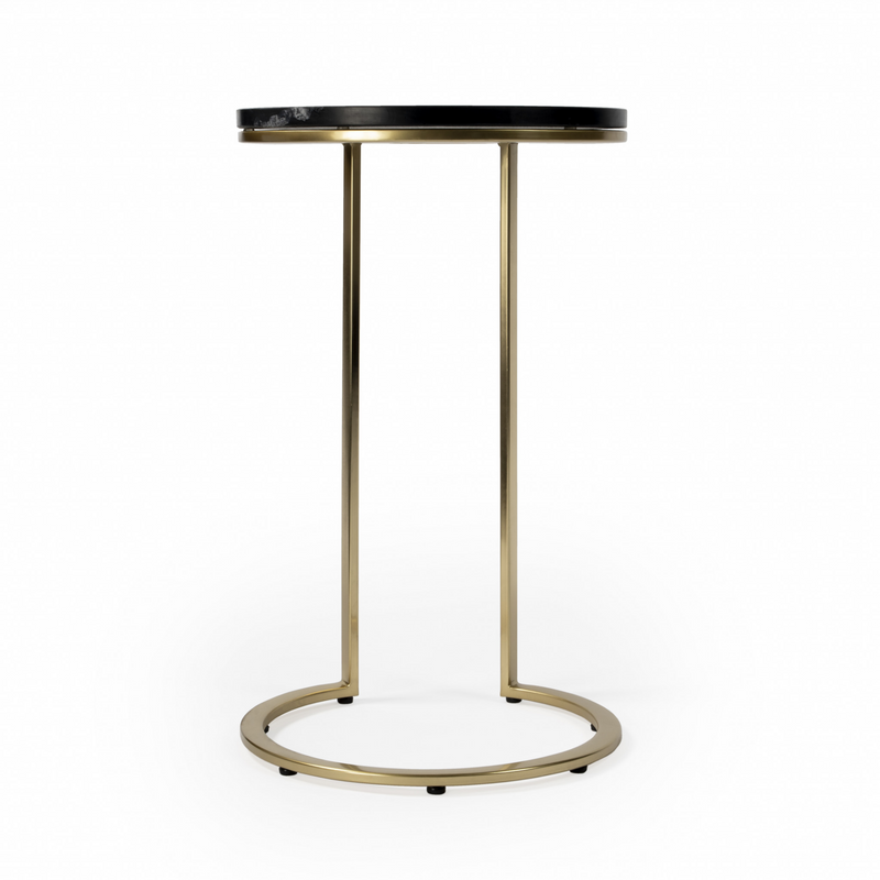 Rema Black Marble Round End Table
