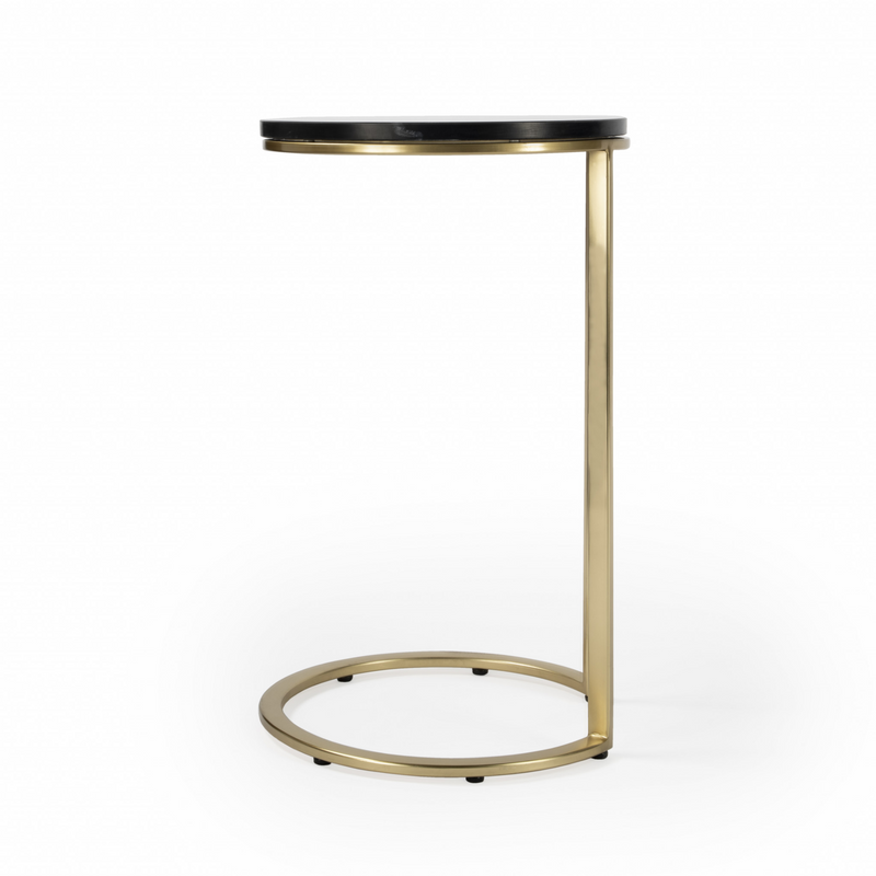 Rema Black Marble Round End Table