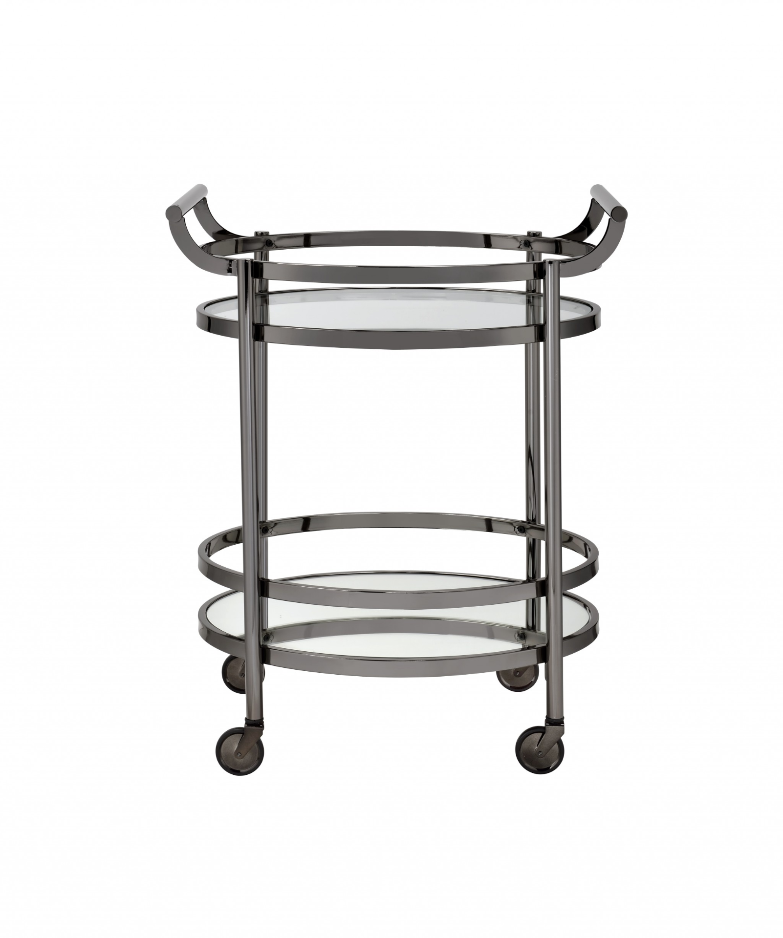 Last Call Clear Glass and Black Nickel Serving Cart
