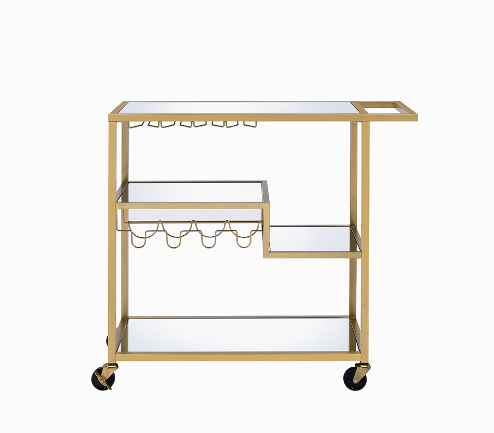 Classic Gold and Clear Glass Serving Cart