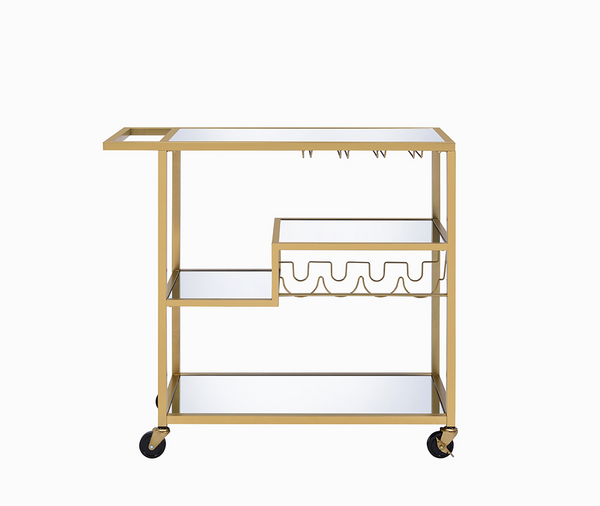Classic Gold and Clear Glass Serving Cart